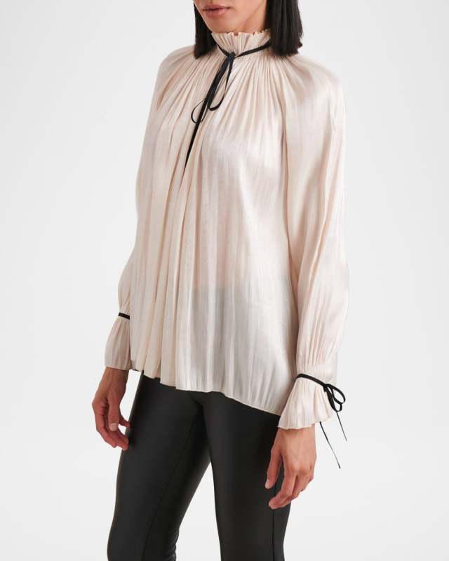 Fabienne Ruched High-Neck Blous